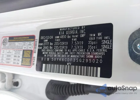 2025 Kia Sportage X-Line из США, поврежденный, VIN 5XYK6CDF3SG295020